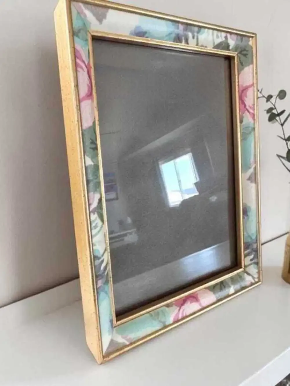 Vintage Rose Chintz Fabric Gold Frame 5x7 Cottage Floral Picture Frame